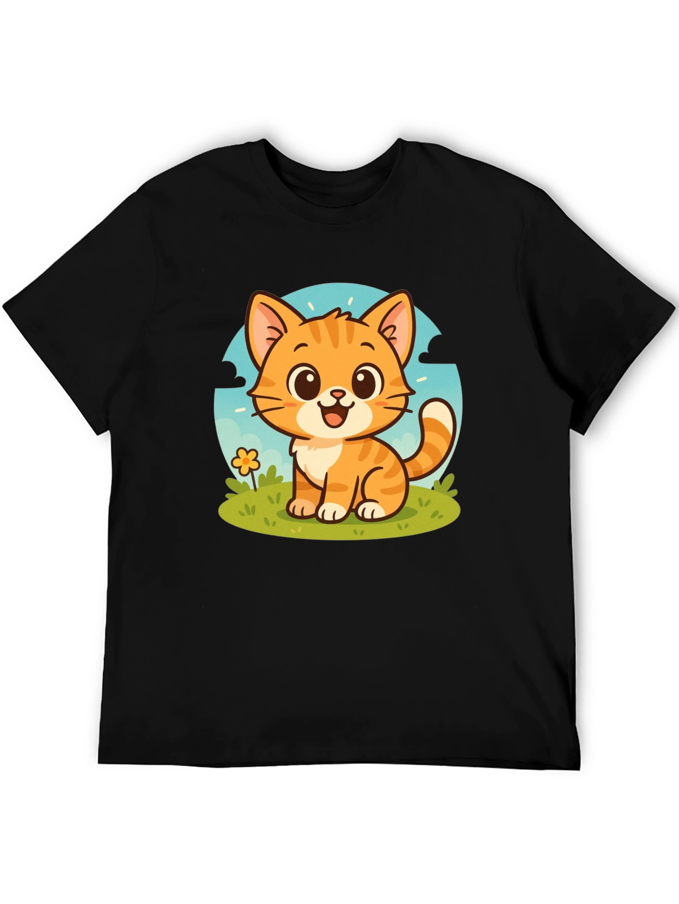 Cute Cartoon Cat Graphic T-Shirt - Unisex
