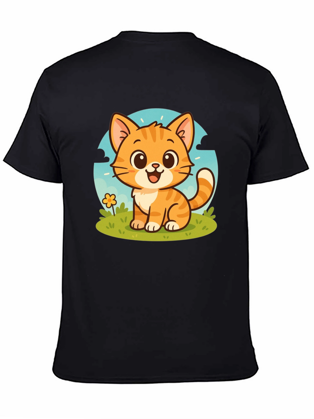 Cute Cartoon Cat Graphic T-Shirt - Unisex