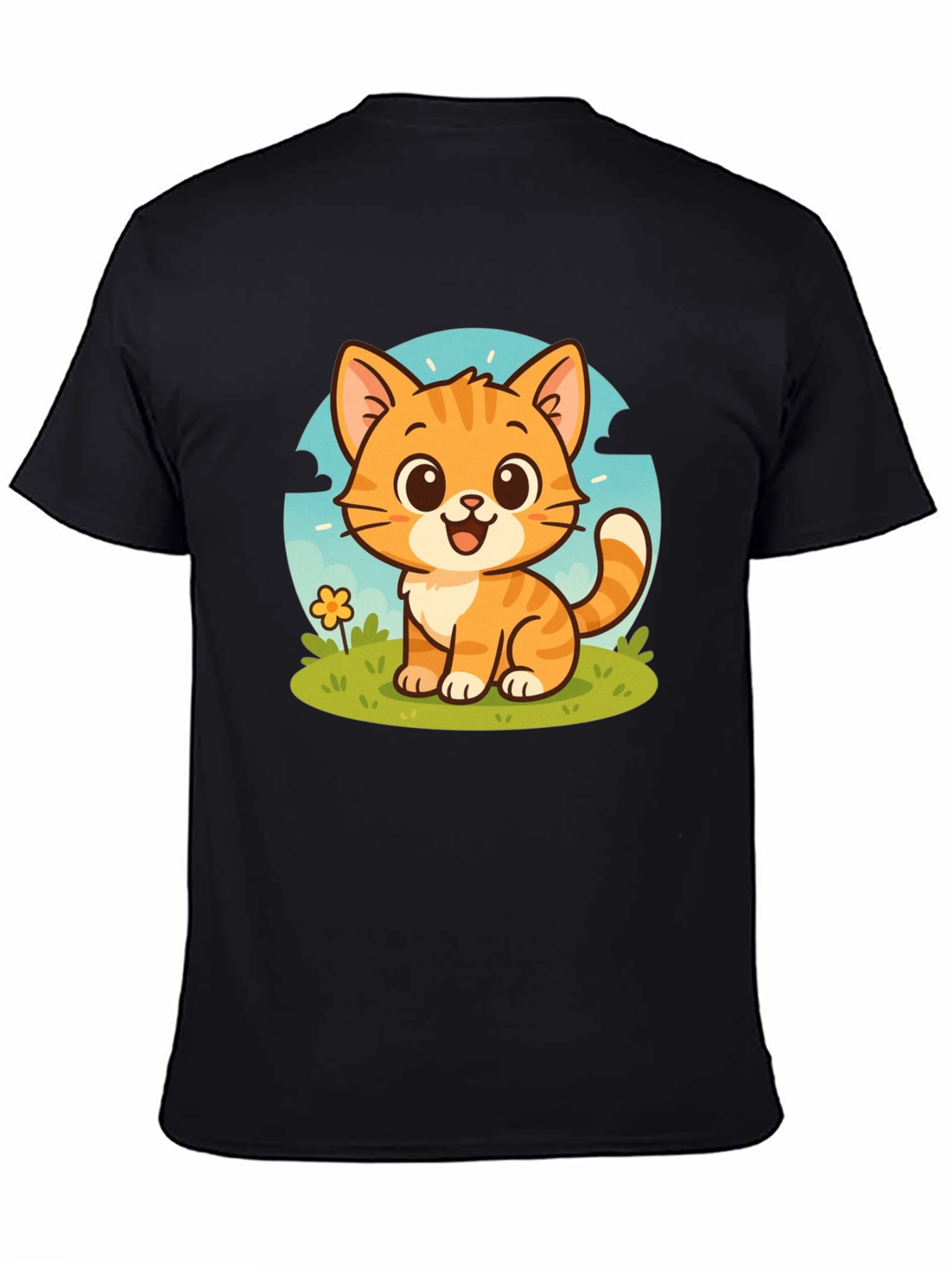 Cute Cartoon Cat Graphic T-Shirt - Unisex