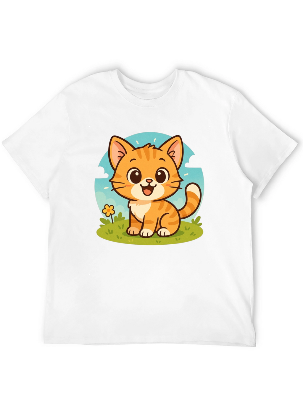 Cute Cartoon Cat Graphic T-Shirt - Unisex