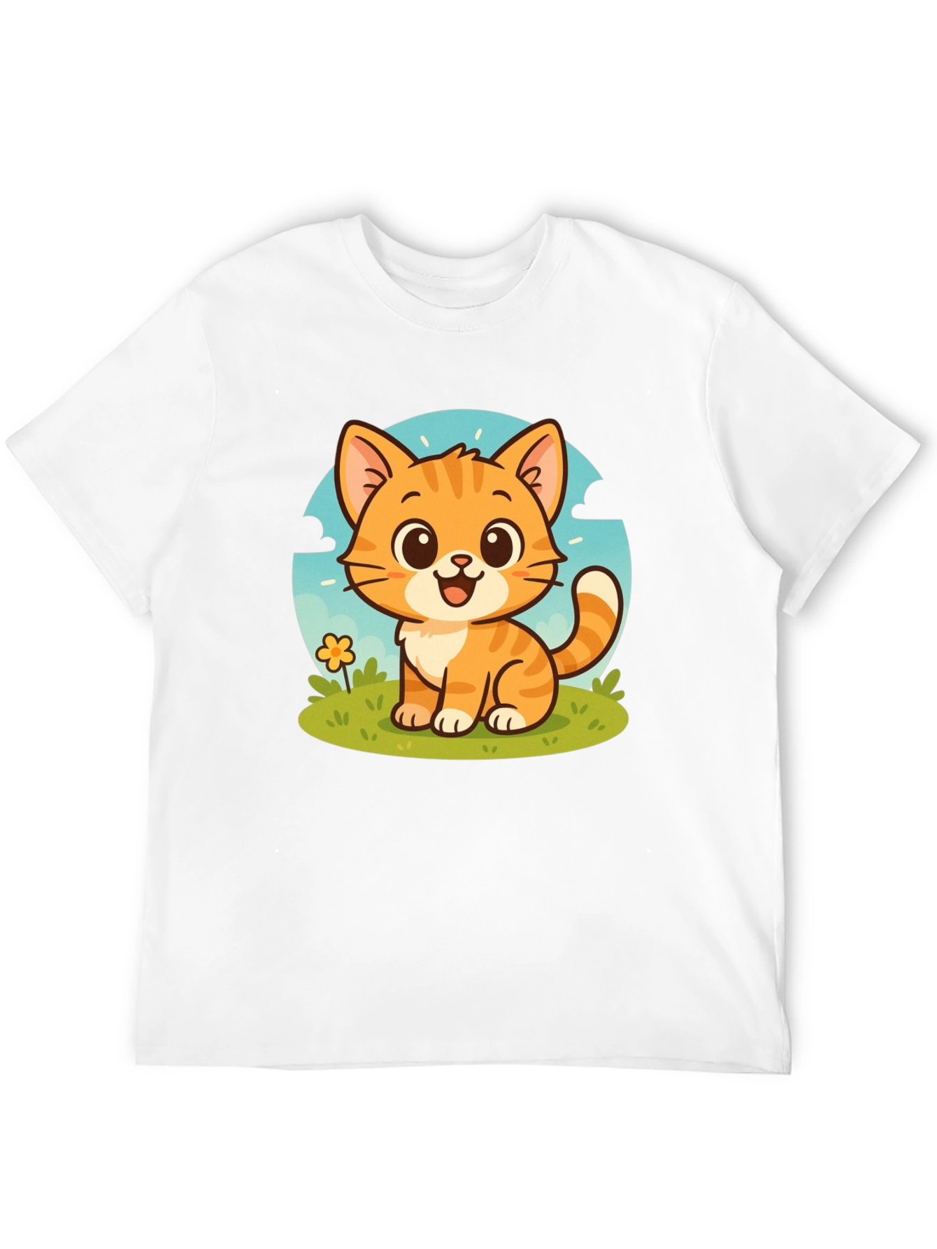 Cute Cartoon Cat Graphic T-Shirt - Unisex