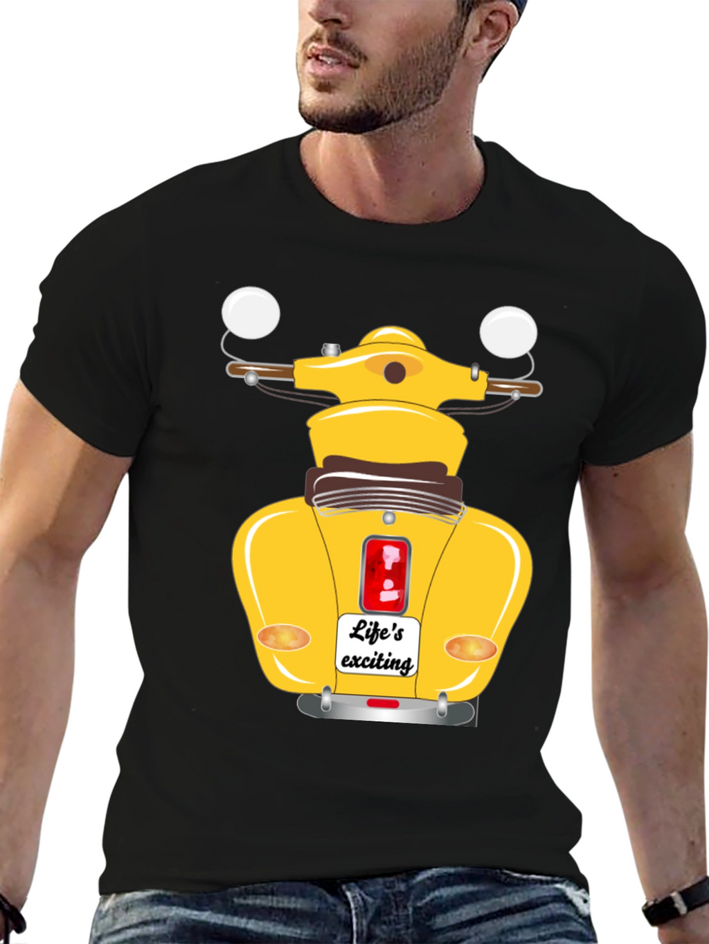 Lifes Exciting Scooter Graphic Tee - Black