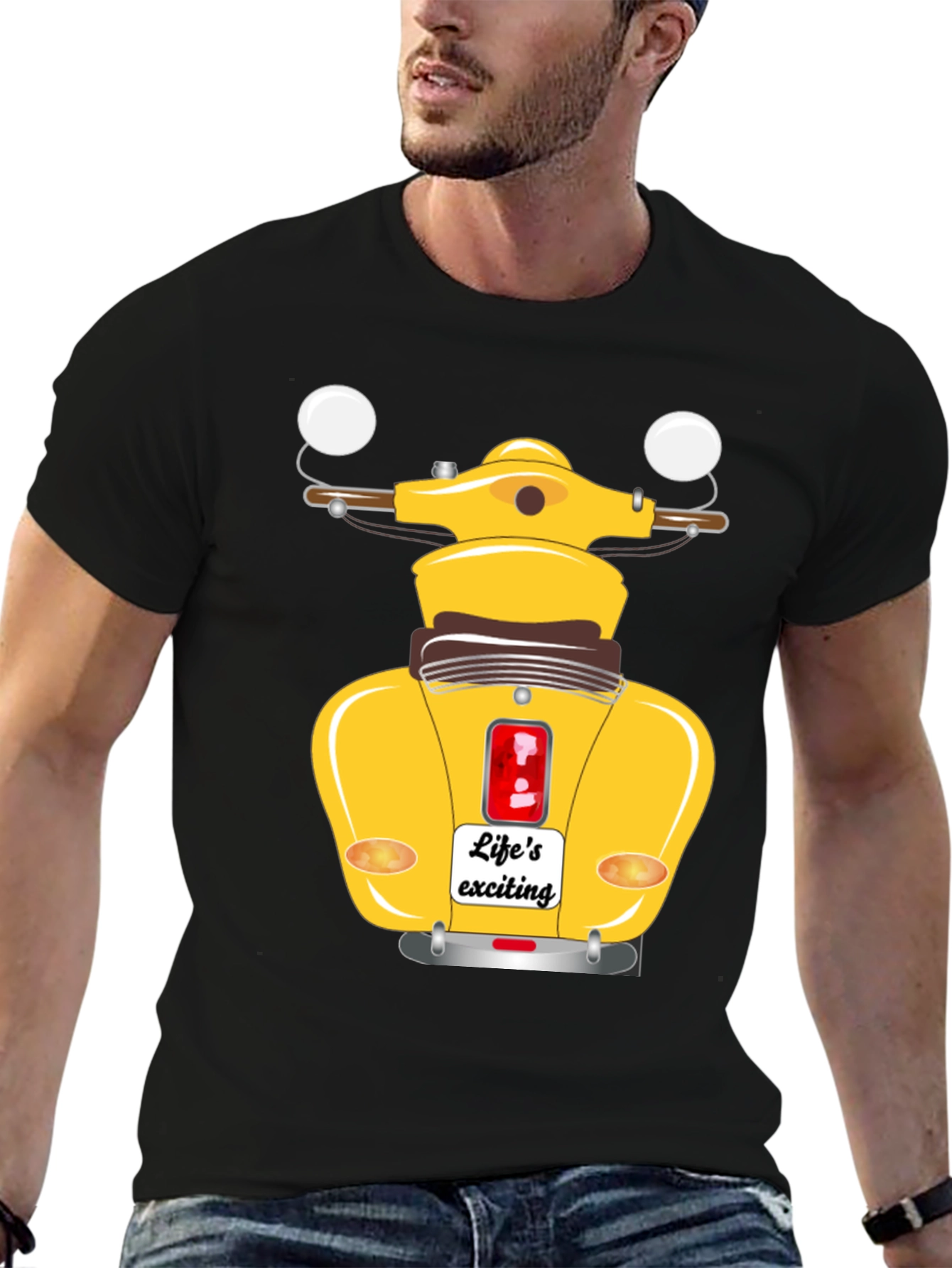 Lifes Exciting Scooter Graphic Tee - Black