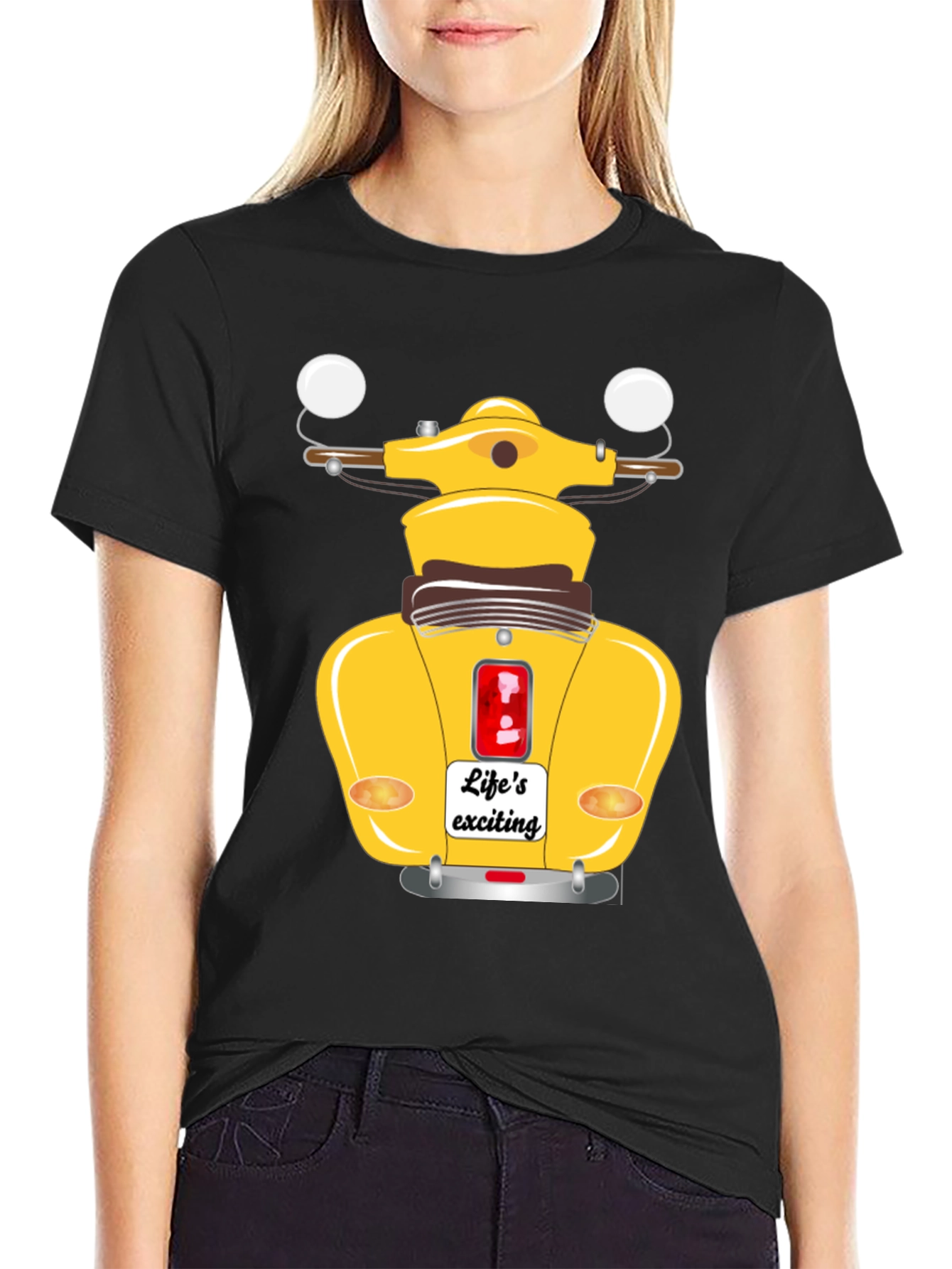 Lifes Exciting Scooter Graphic Tee - Black