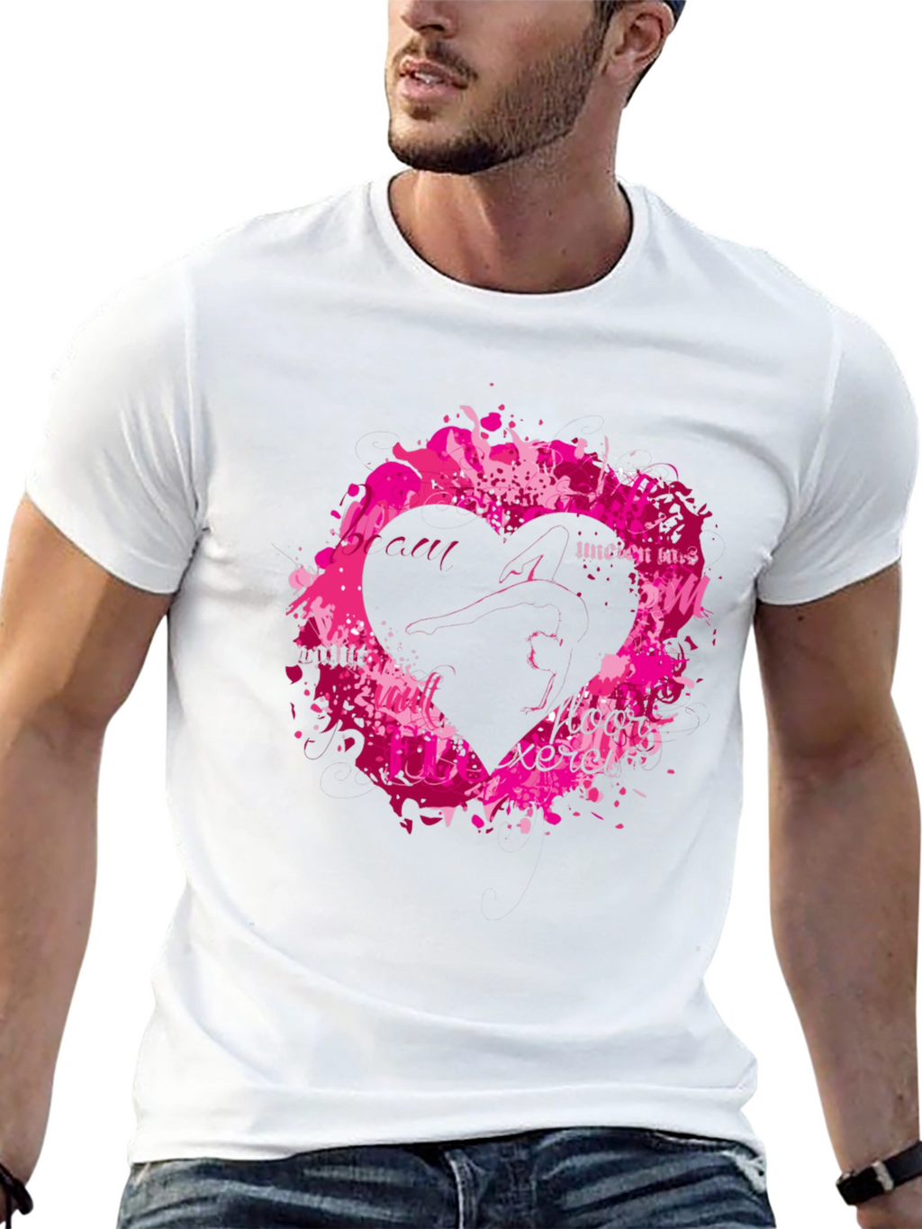 Black T-Shirt with Heart Graphic