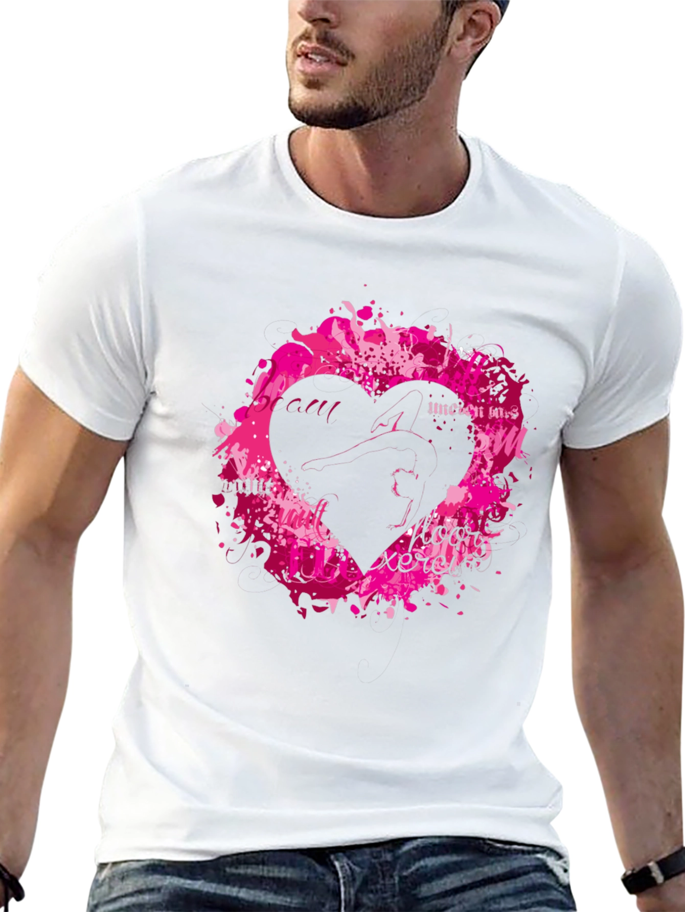 Black T-Shirt with Heart Graphic