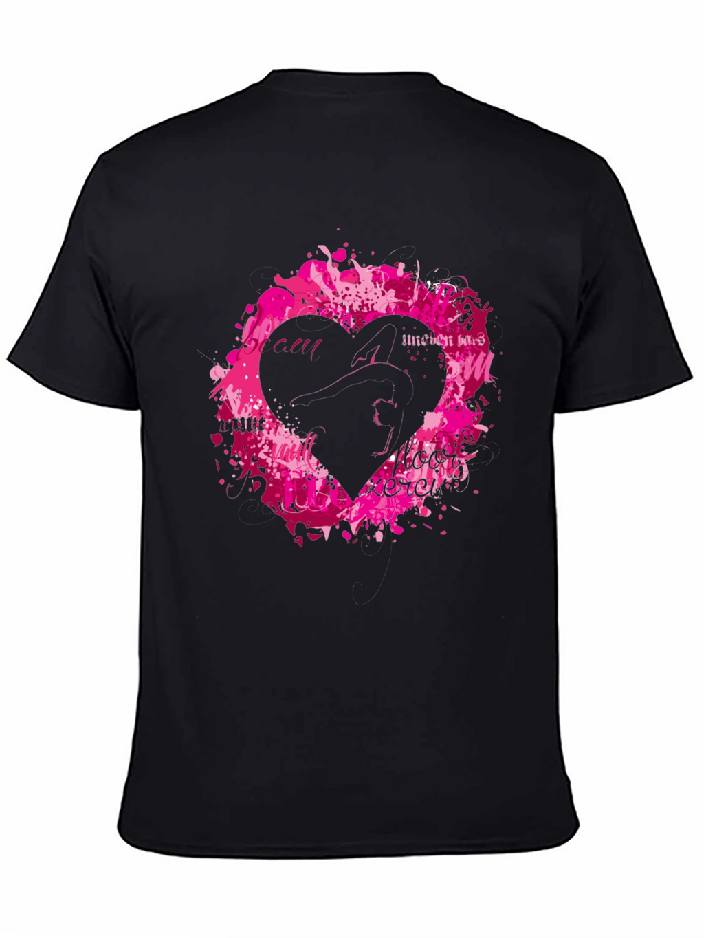 Black T-Shirt with Heart Graphic
