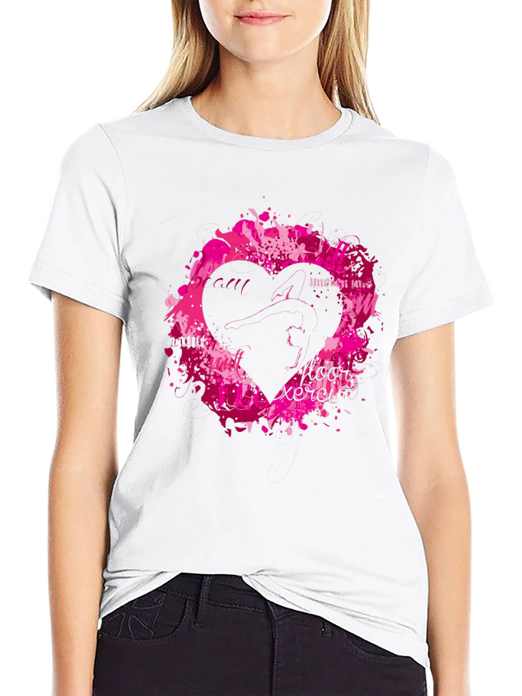 Black T-Shirt with Heart Graphic