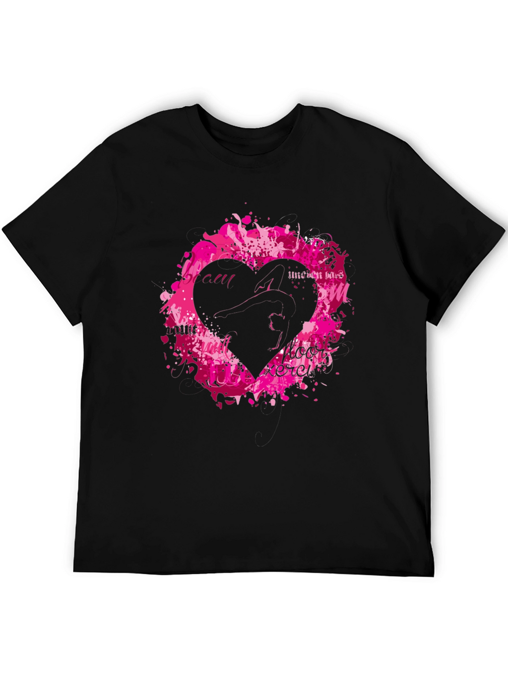 Black T-Shirt with Heart Graphic