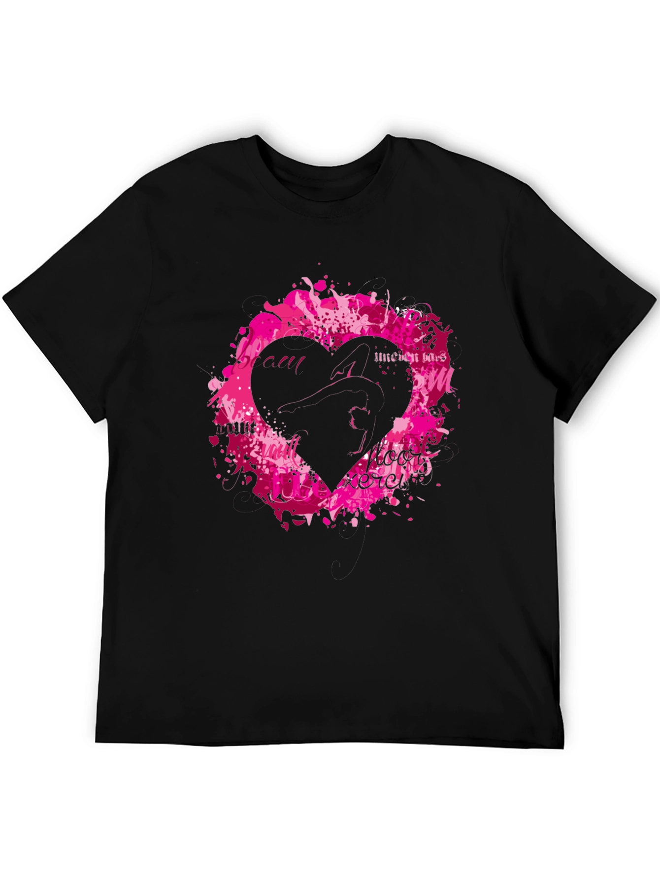 Black T-Shirt with Heart Graphic