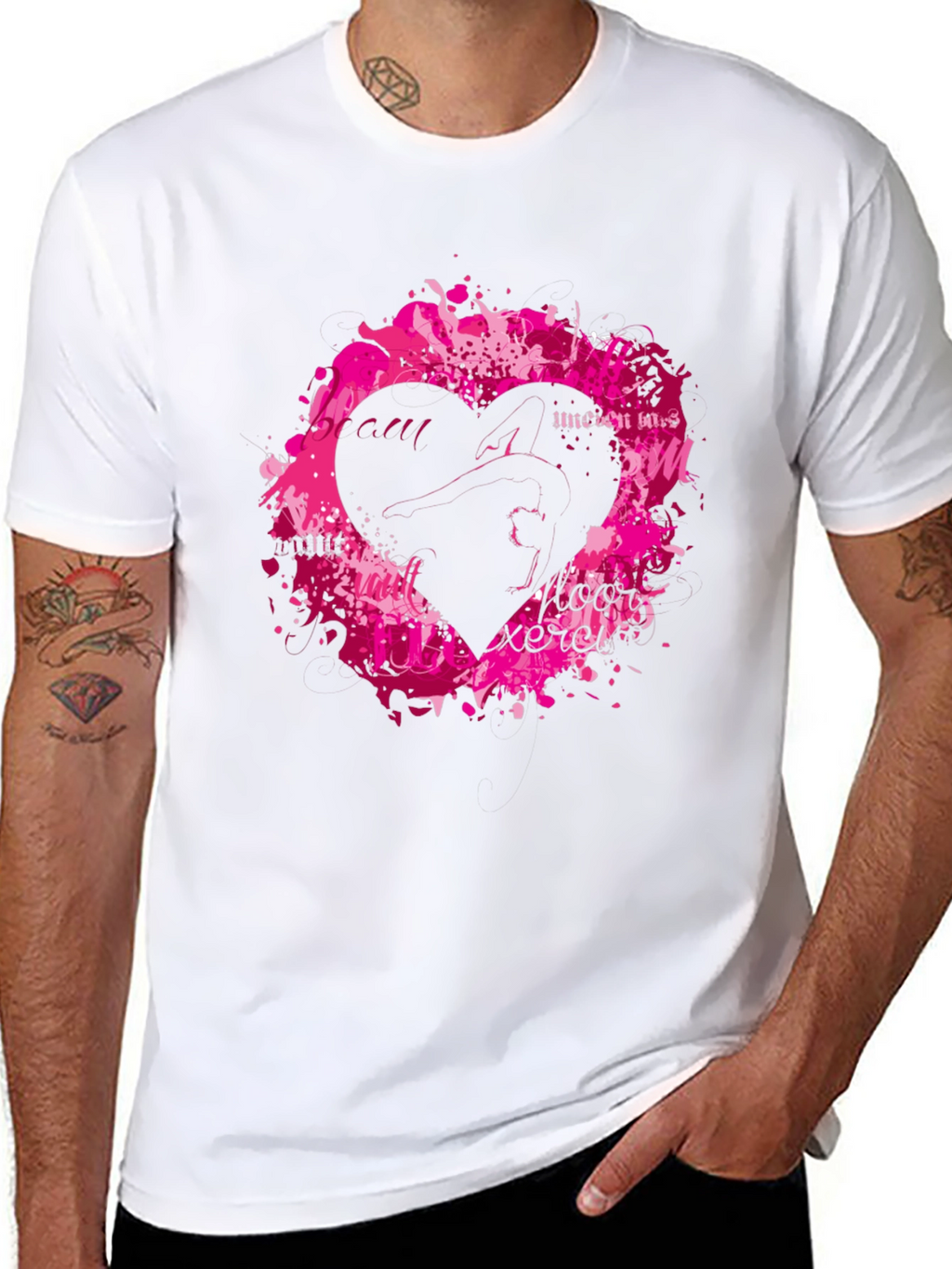 Black T-Shirt with Heart Graphic