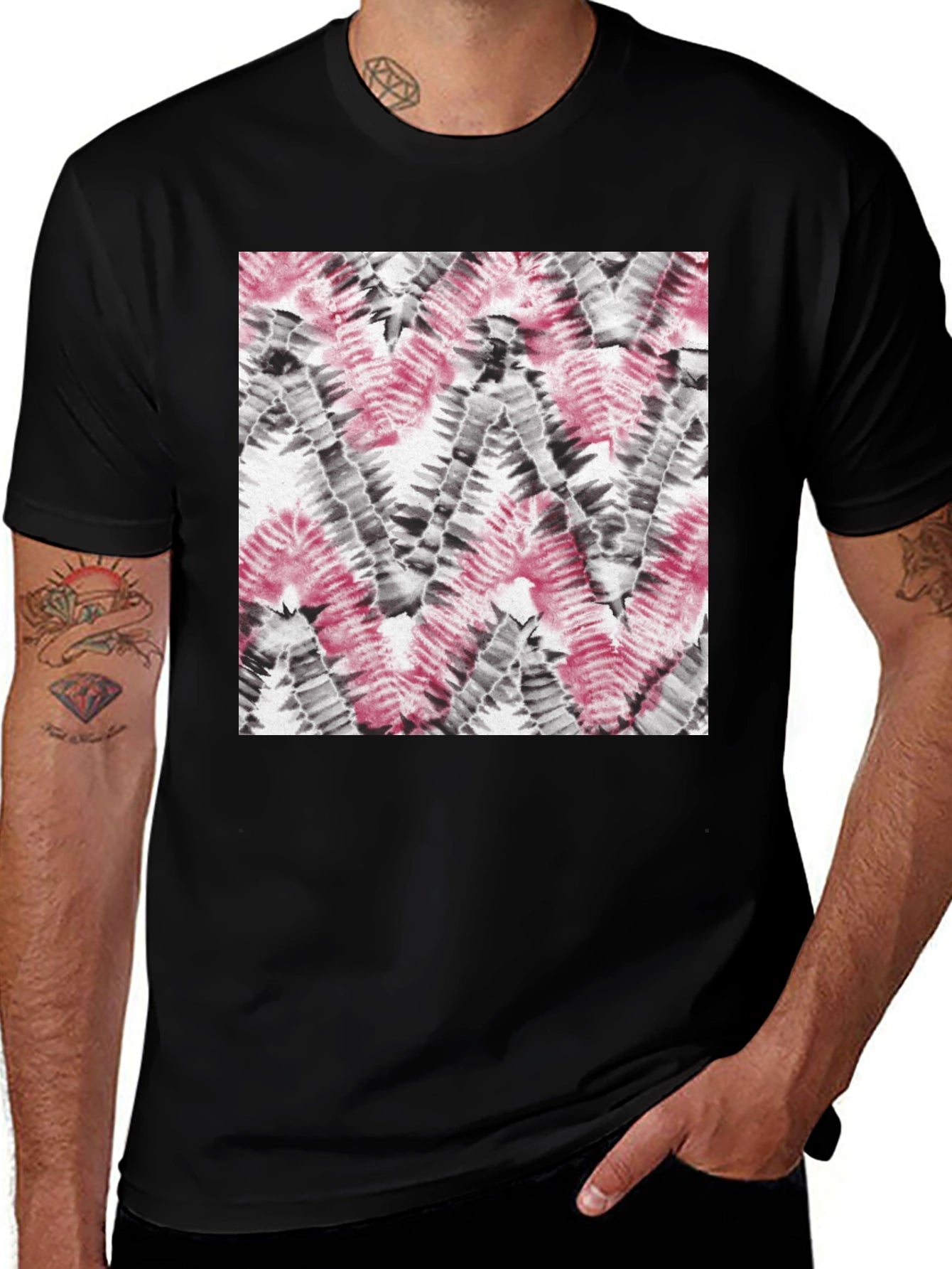 Cool Tie-Dye Pattern Black T-Shirt