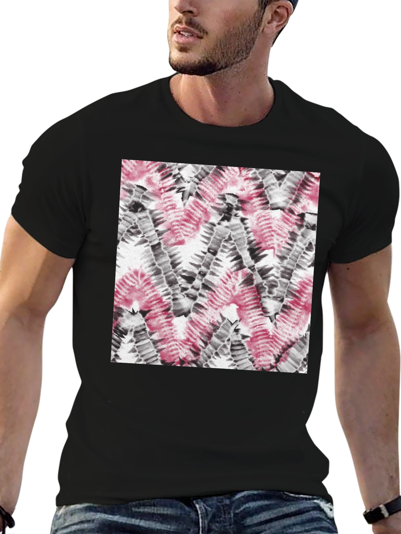 Cool Tie-Dye Pattern Black T-Shirt