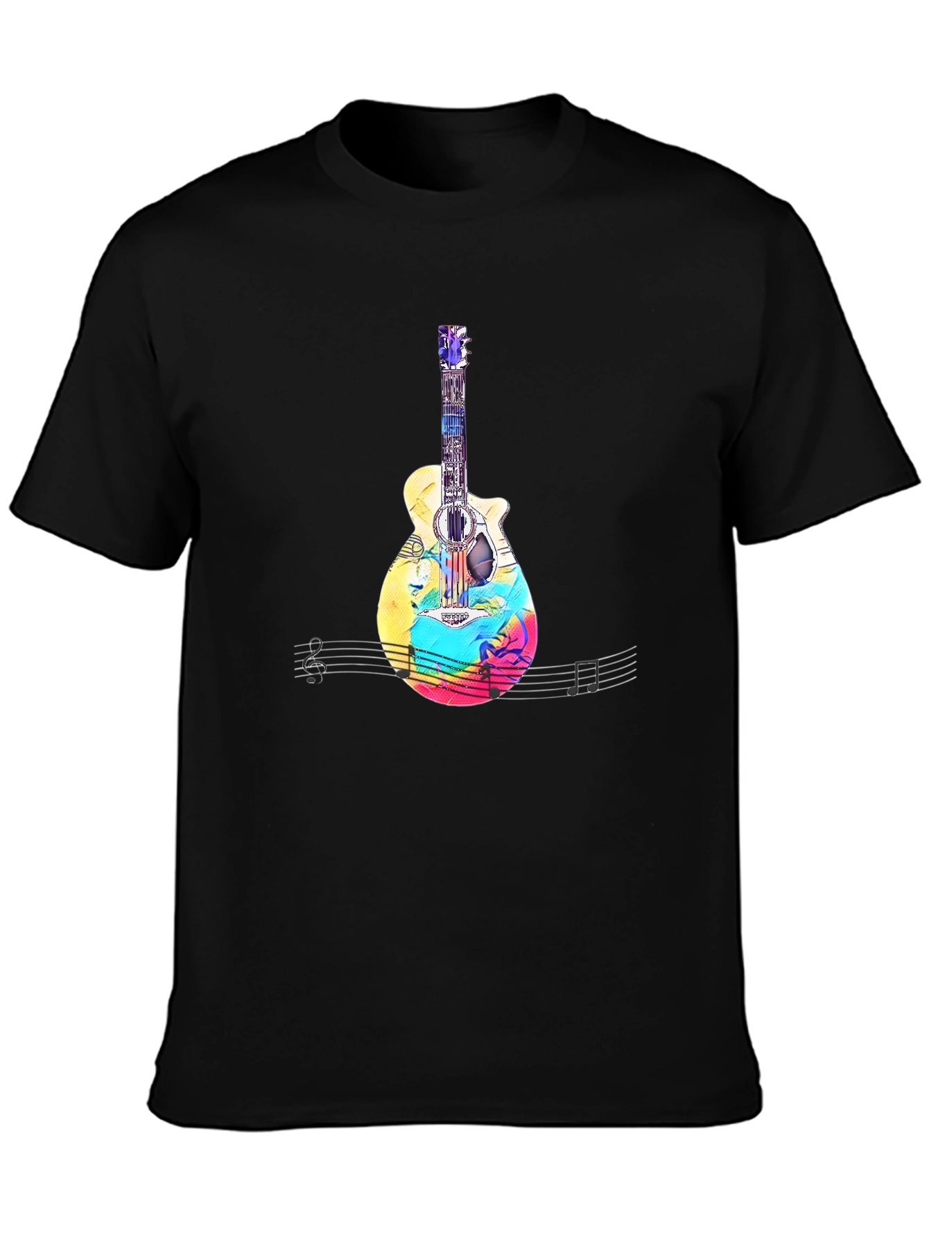 Colorful Guitar Graphic T-Shirt - Music Lover Tee