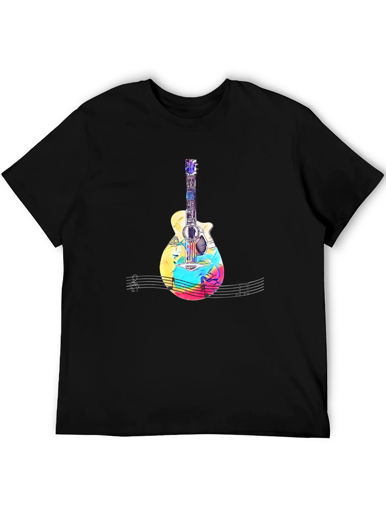 Colorful Guitar Graphic T-Shirt - Music Lover Tee