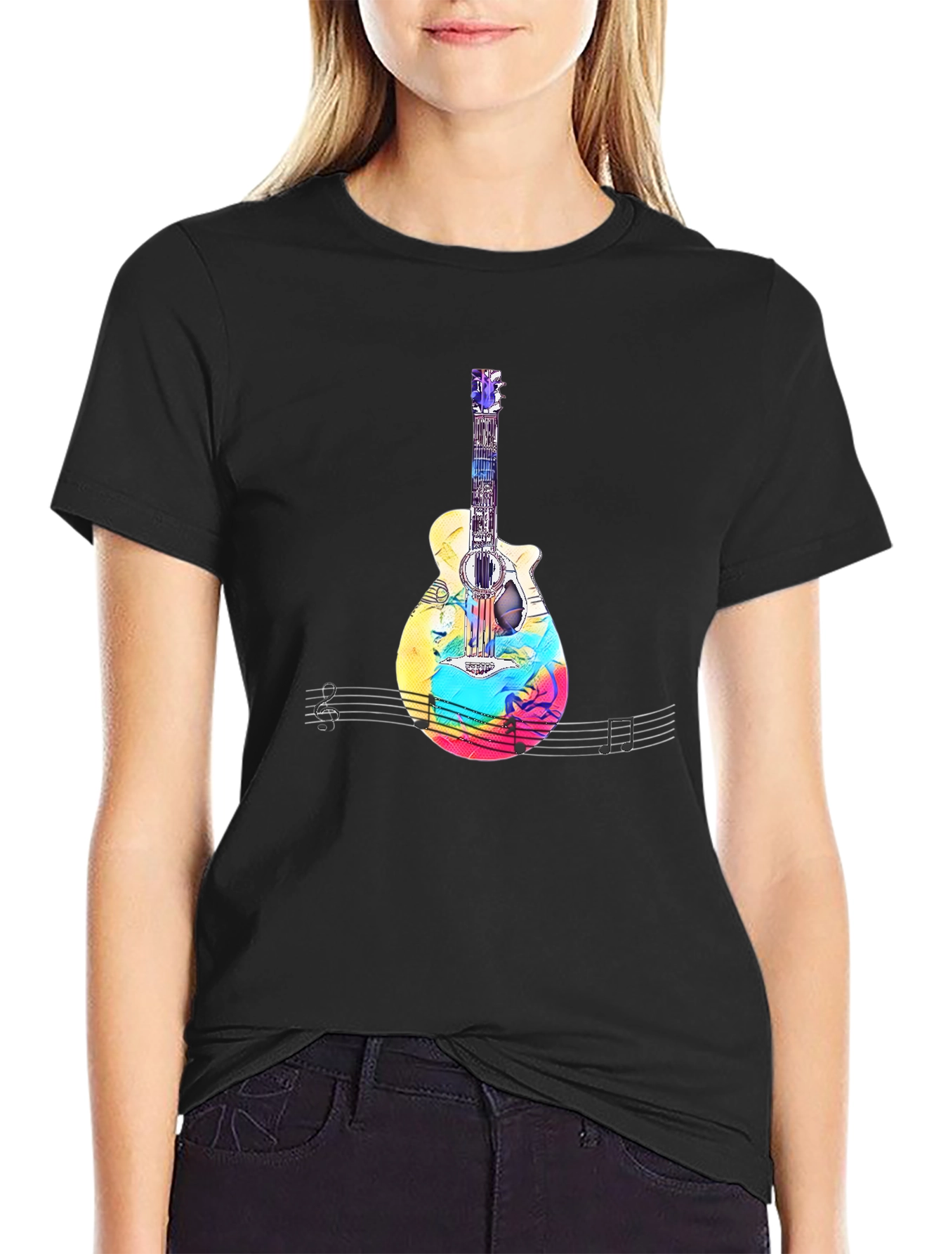 Colorful Guitar Graphic T-Shirt - Music Lover Tee