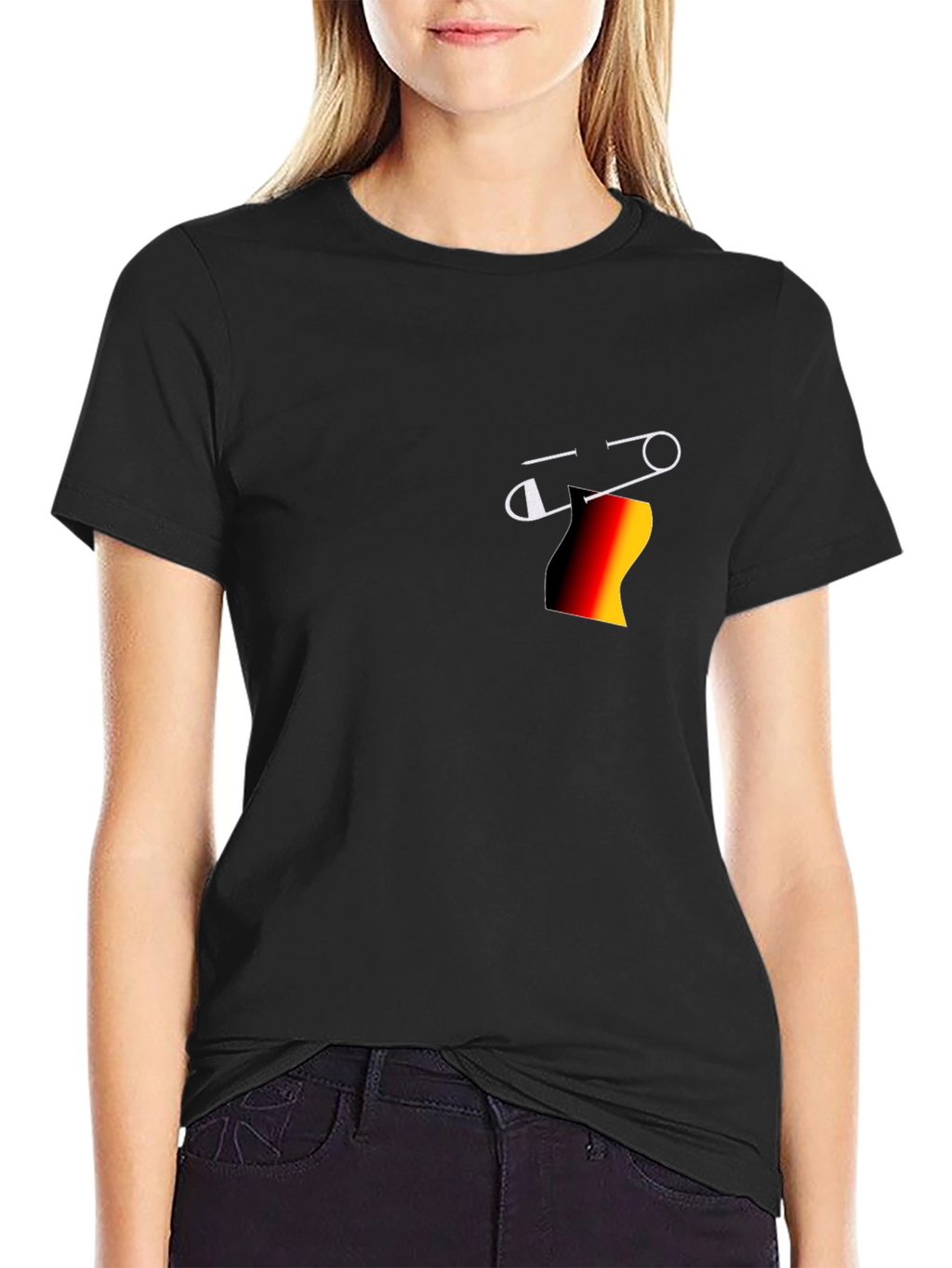 Stylish Black T-Shirt with Pin Design