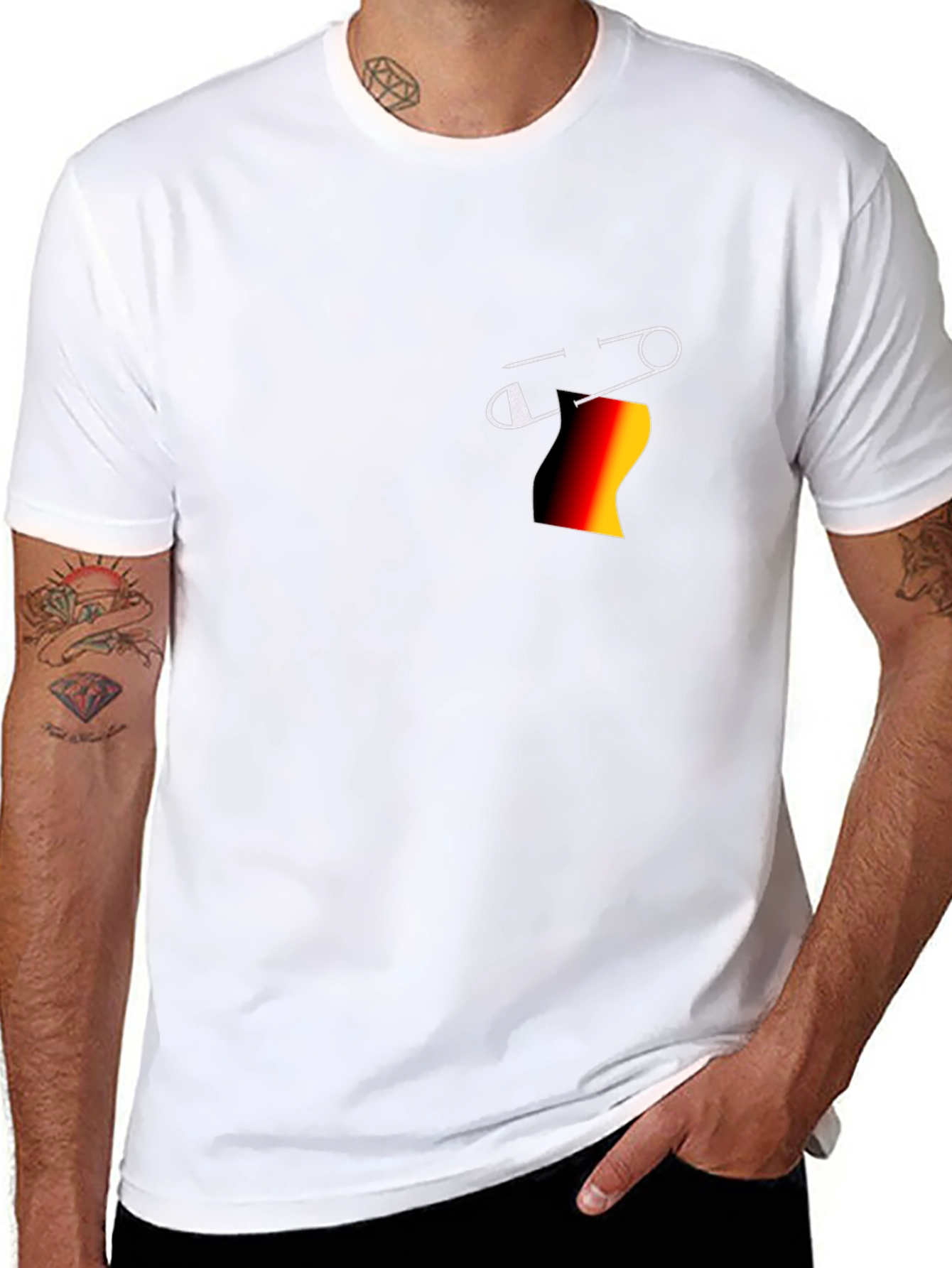 Stylish Black T-Shirt with Pin Design