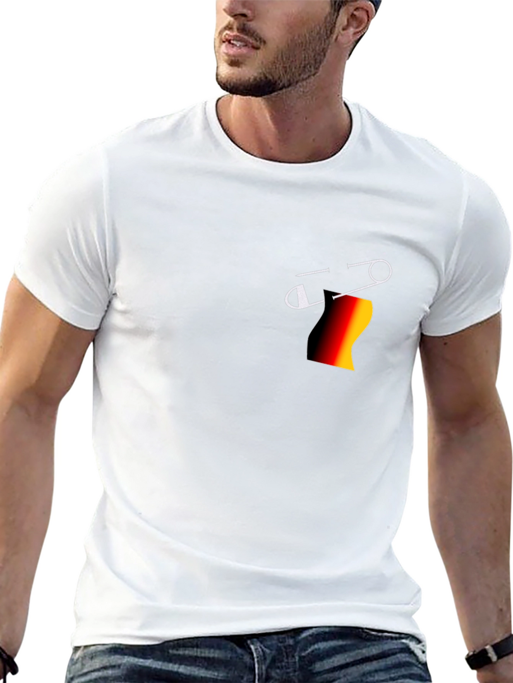 Stylish Black T-Shirt with Pin Design