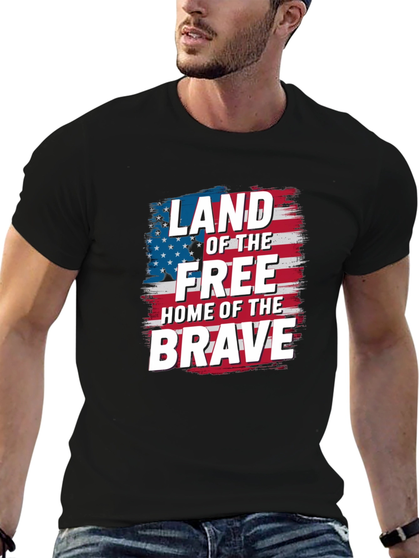 Patriotic Land of the Free Graphic T-Shirt
