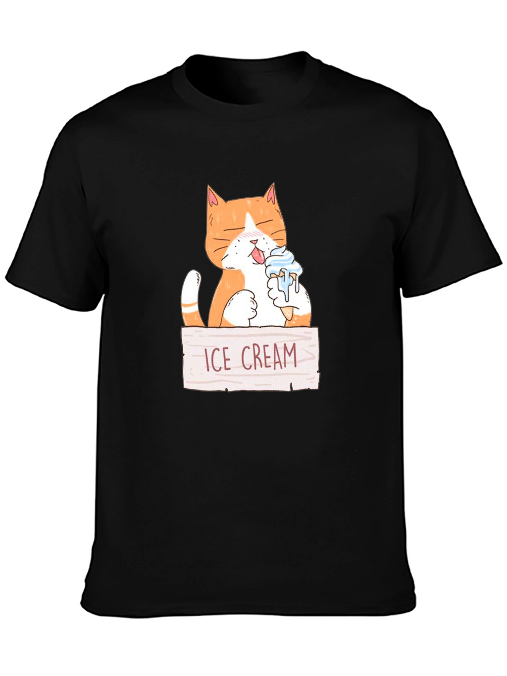 Funny Cat Eating Ice Cream Graphic T-Shirt