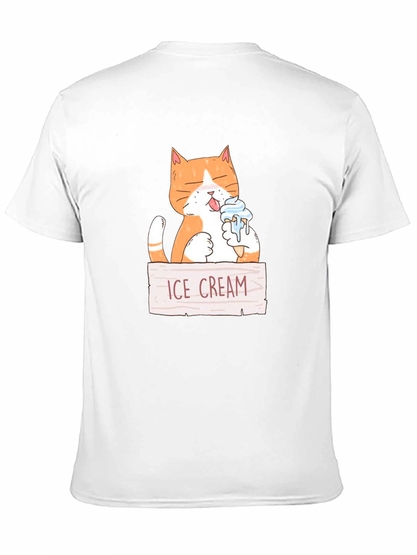 Funny Cat Eating Ice Cream Graphic T-Shirt