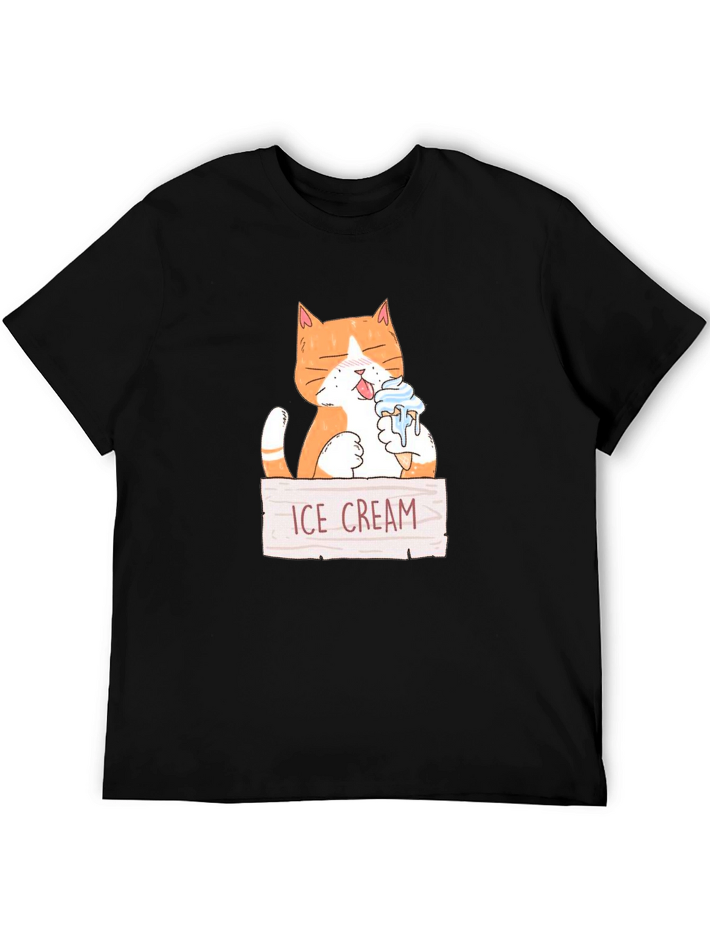 Funny Cat Eating Ice Cream Graphic T-Shirt