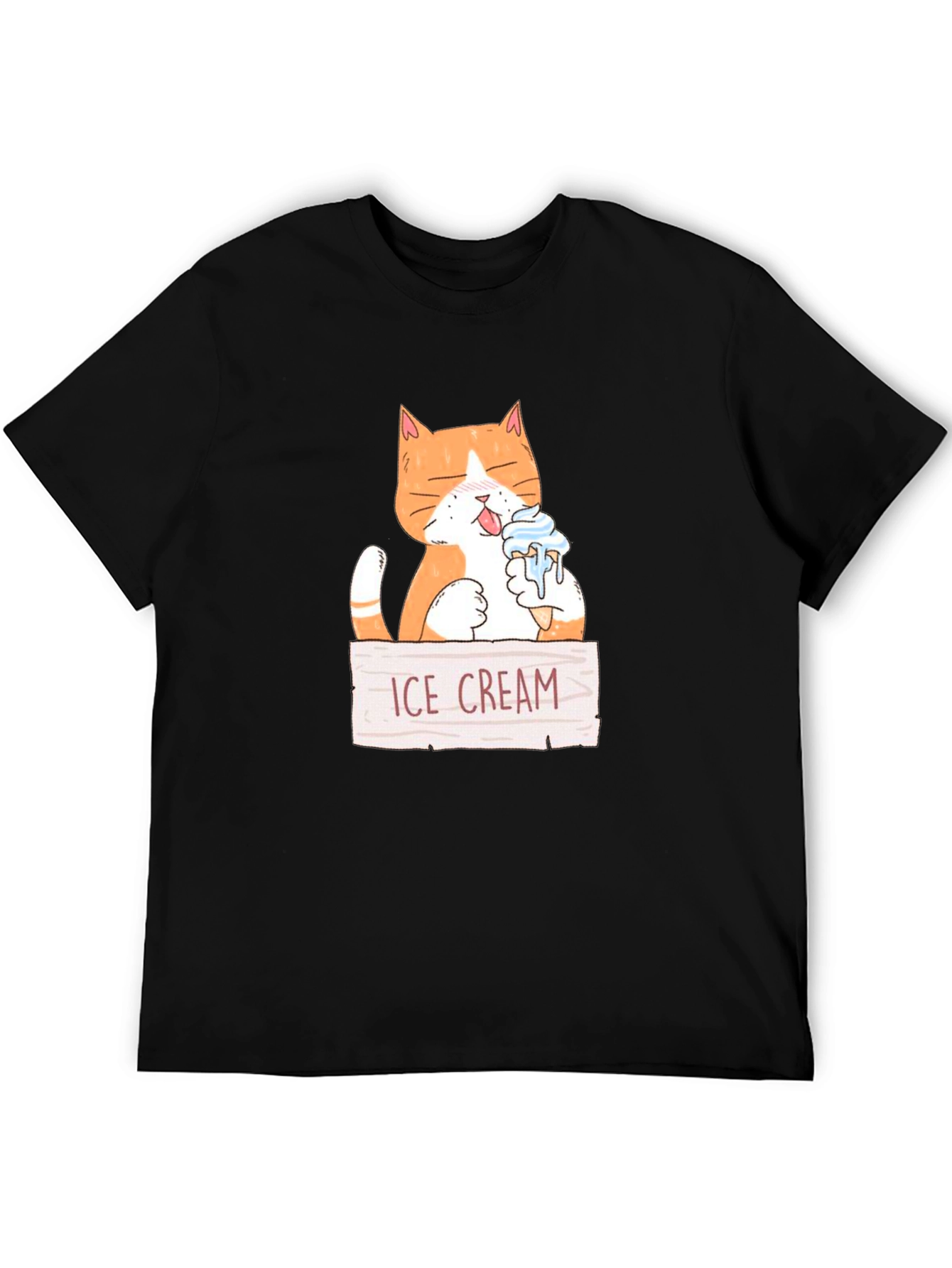 Funny Cat Eating Ice Cream Graphic T-Shirt