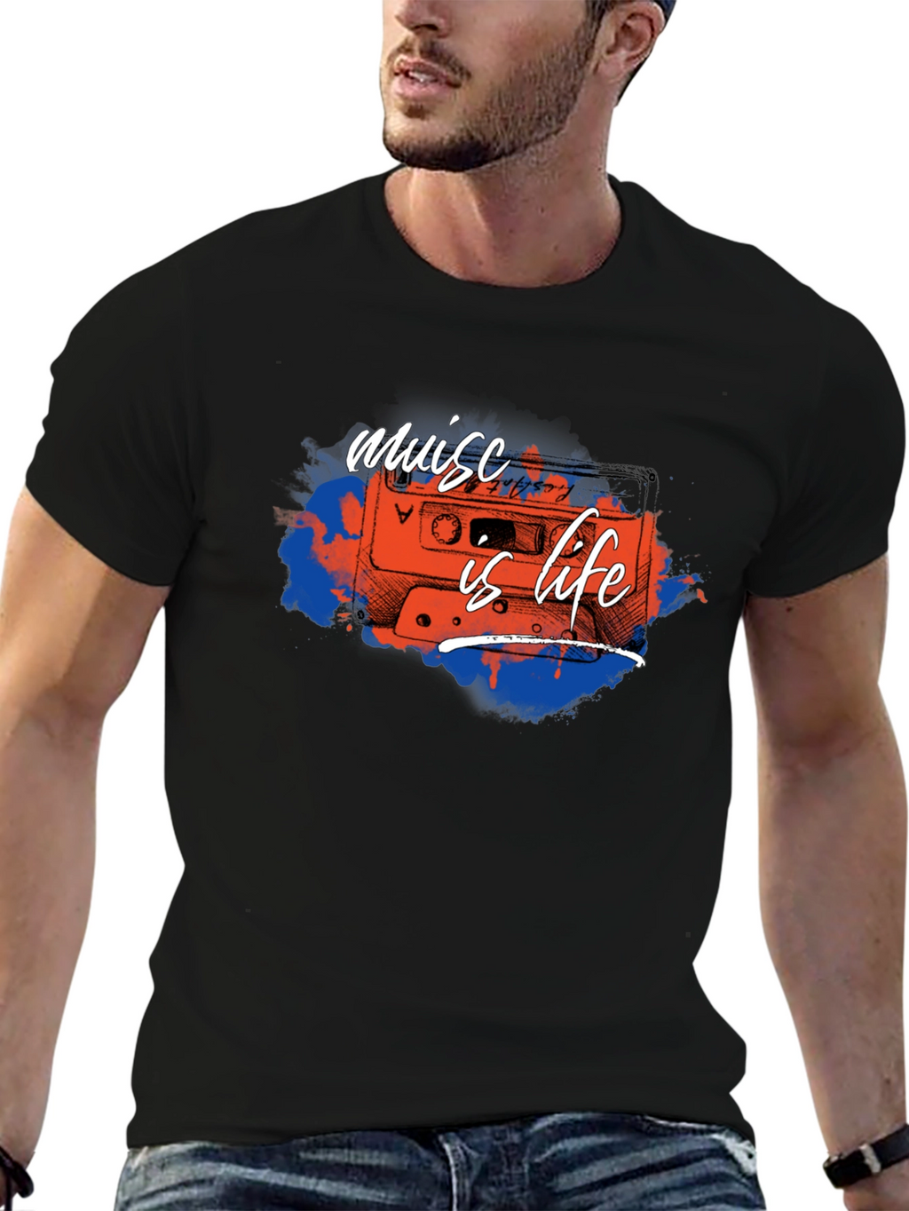 Music is Life Cassette Tape Graphic Tee