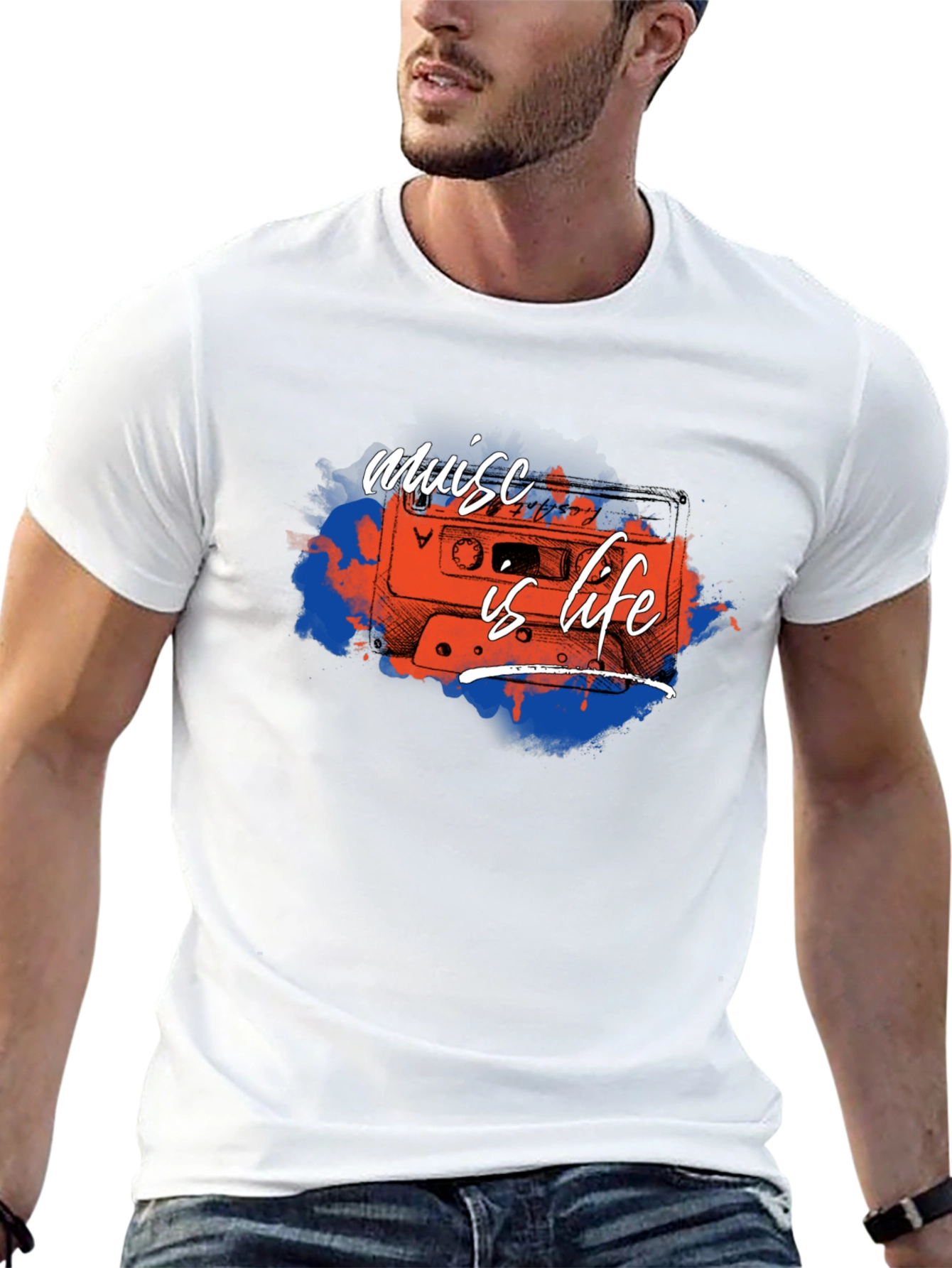 Music is Life Cassette Tape Graphic Tee