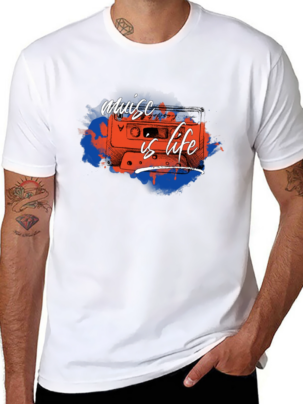 Music is Life Cassette Tape Graphic Tee