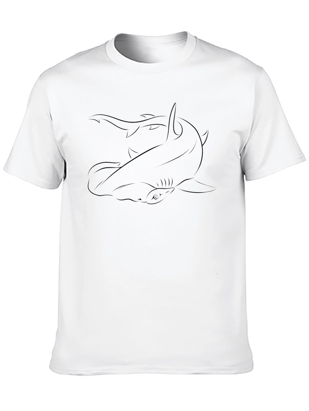 Shark Outline Graphic T-Shirt - Black