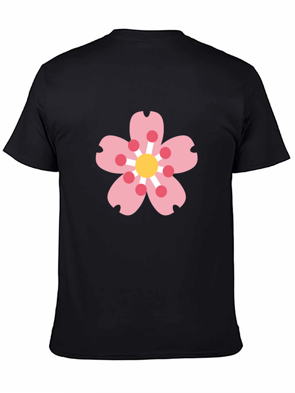Black Tee with Sakura Blossom Graphic