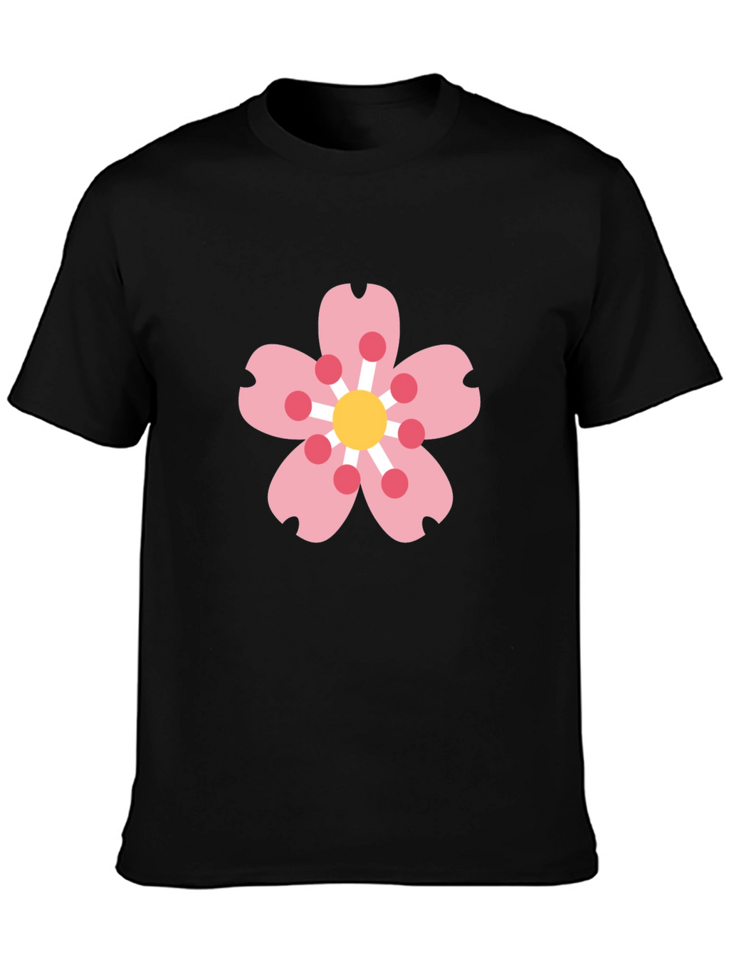 Black Tee with Sakura Blossom Graphic