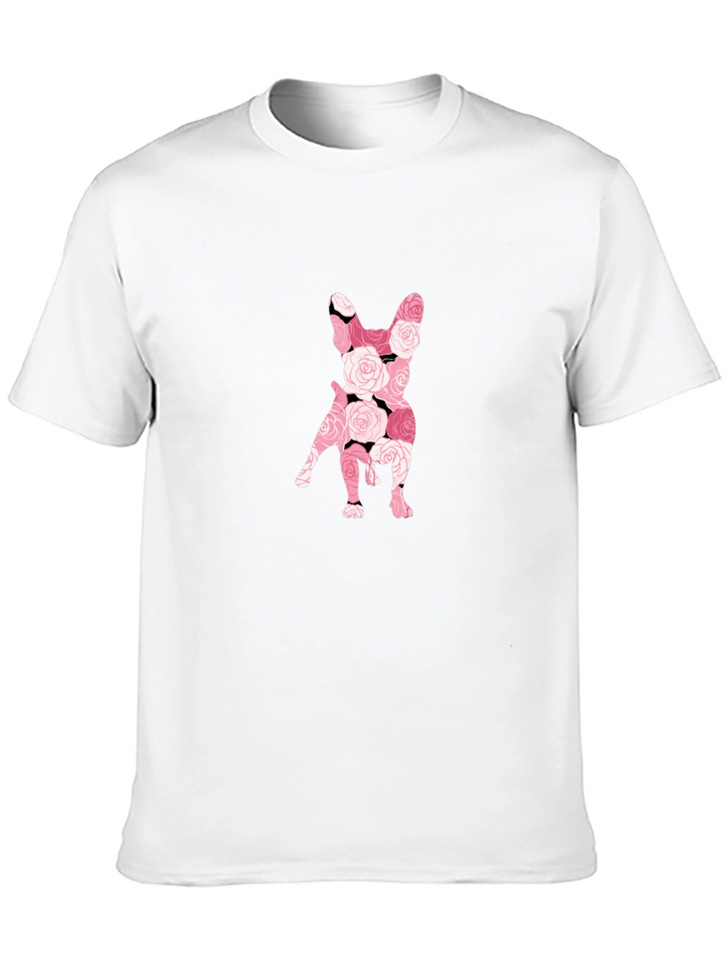 Floral French Bulldog Graphic Tee - Black