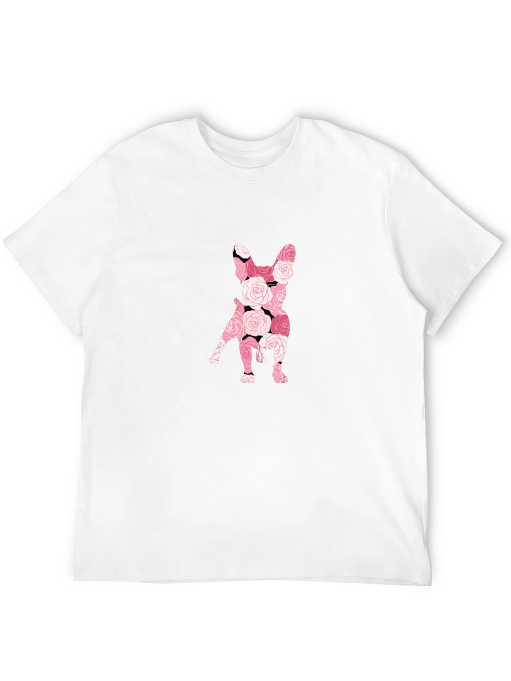 Floral French Bulldog Graphic Tee - Black
