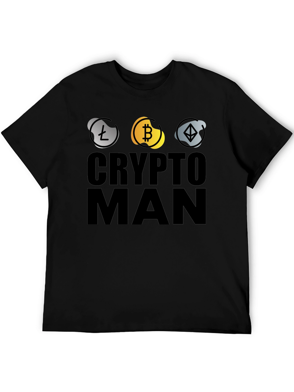 Crypto Man T-Shirt - Bitcoin Ethereum Litecoin