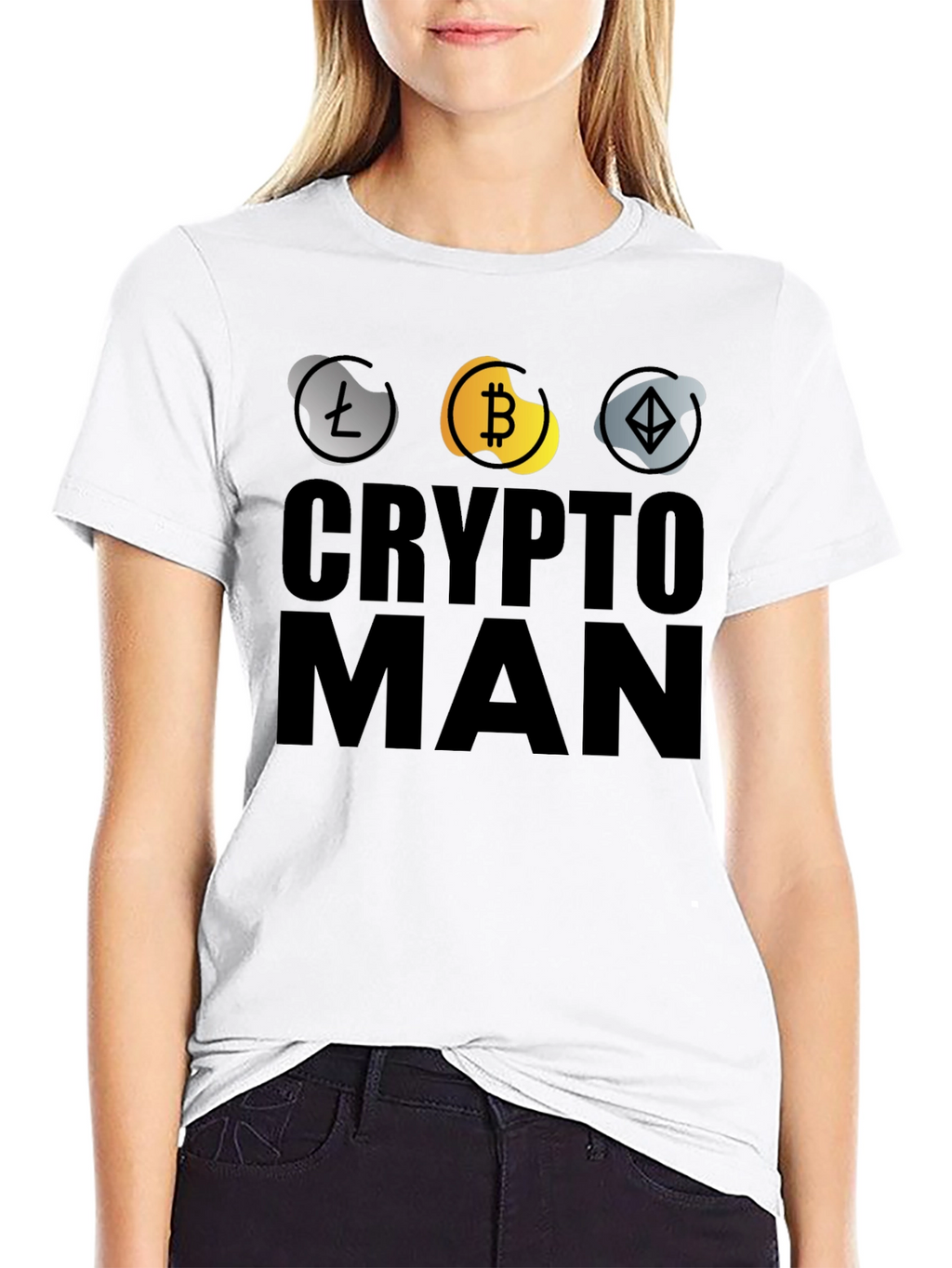 Crypto Man T-Shirt - Bitcoin Ethereum Litecoin