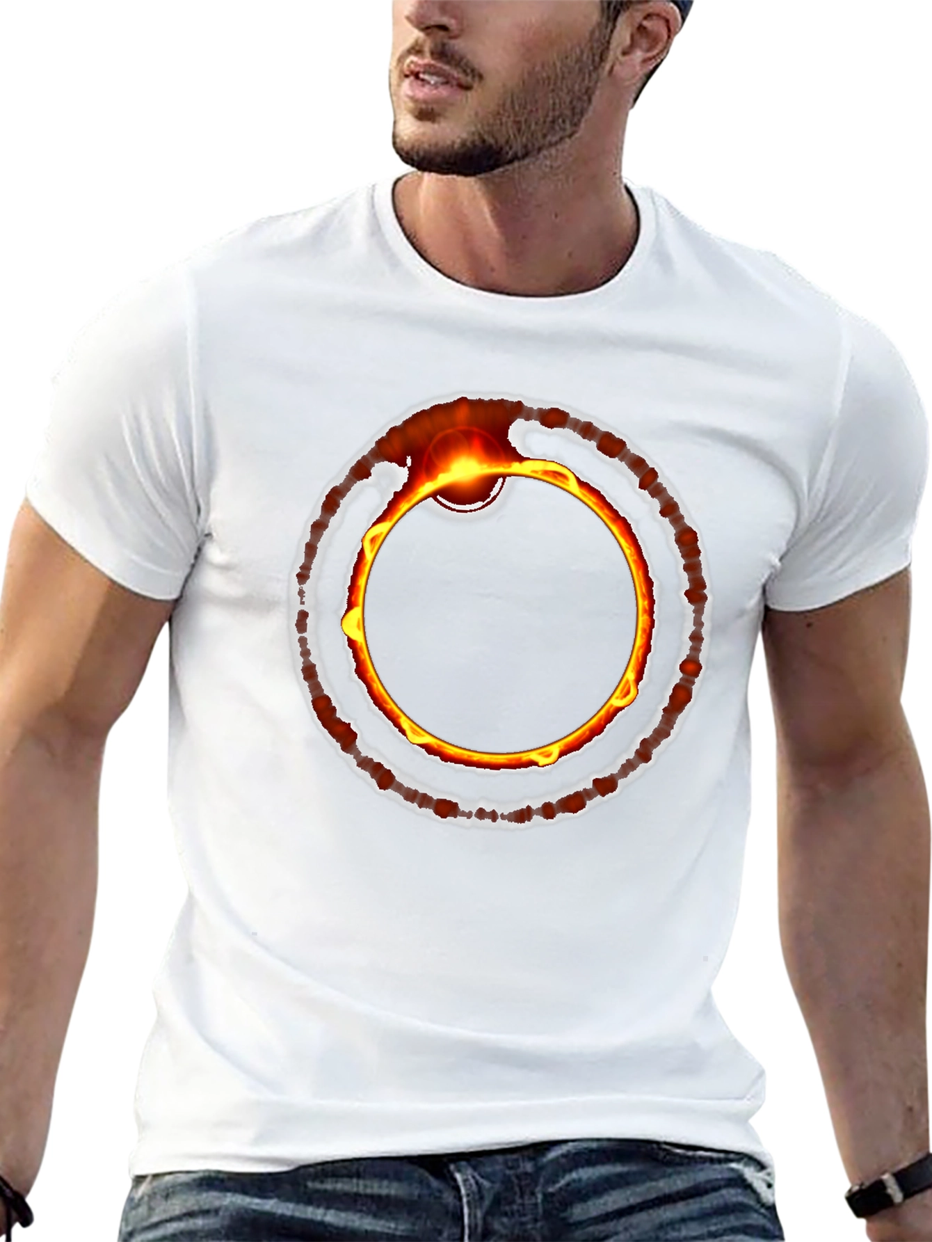 Fiery Ring Graphic Black T-Shirt