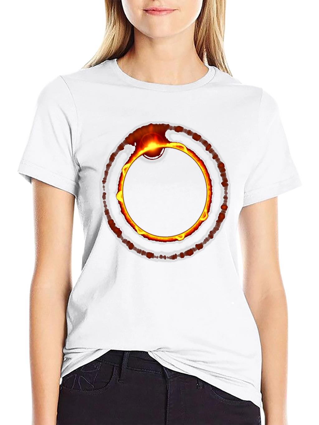 Fiery Ring Graphic Black T-Shirt