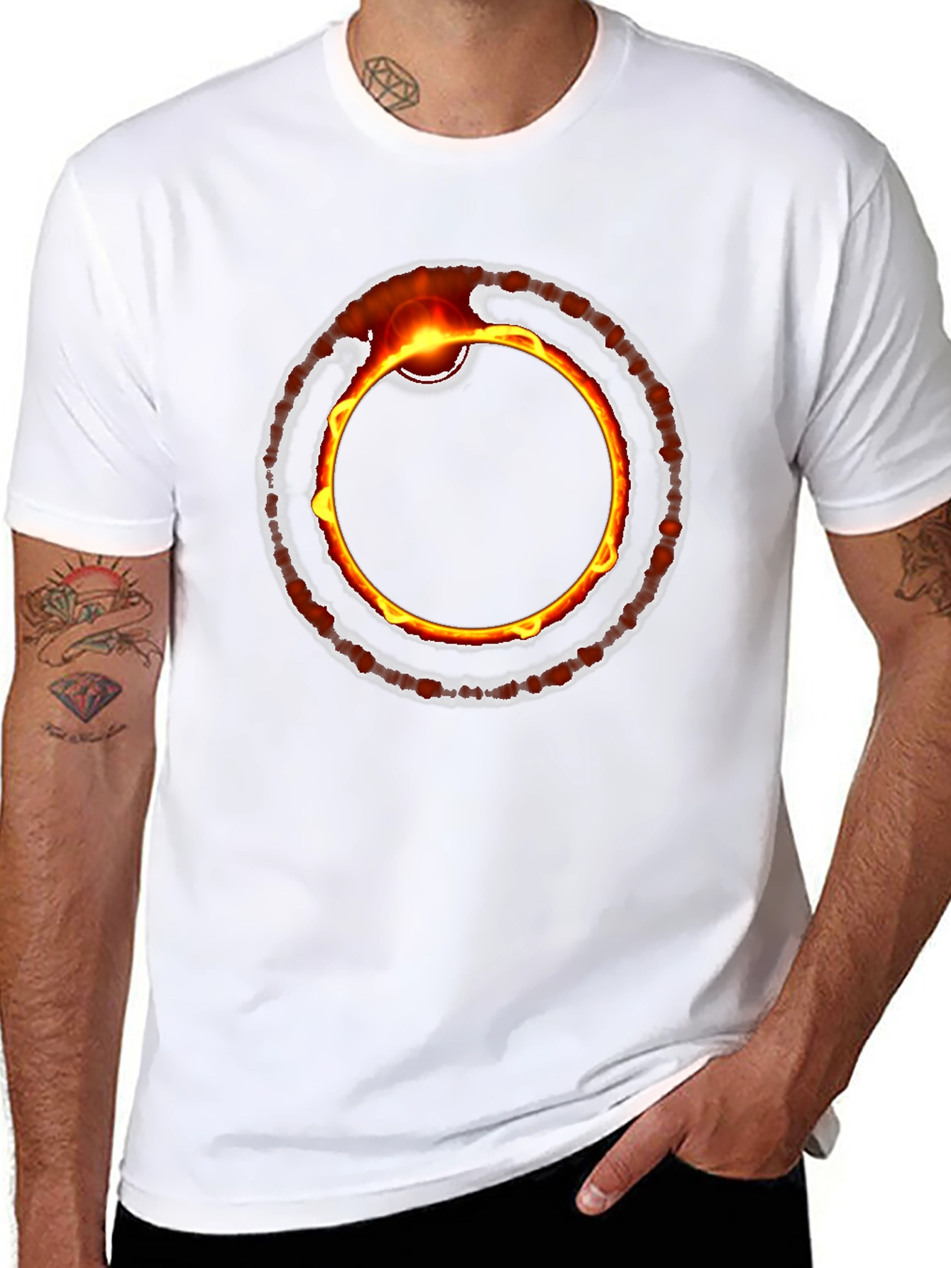 Fiery Ring Graphic Black T-Shirt