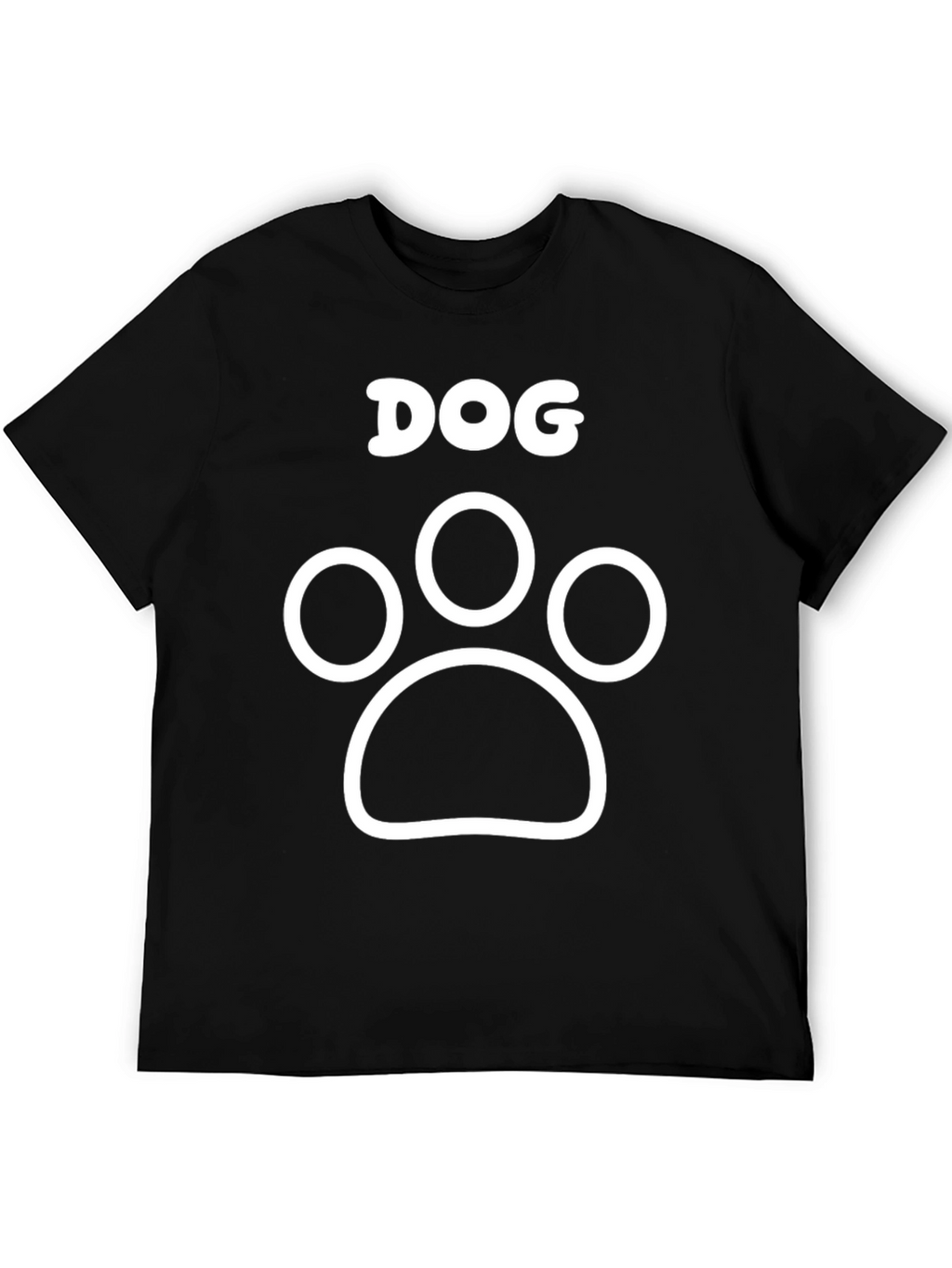 Dog Paw Print Graphic Tee - Black Cotton T-Shirt