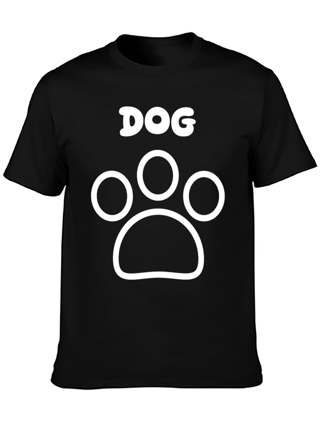 Dog Paw Print Graphic Tee - Black Cotton T-Shirt
