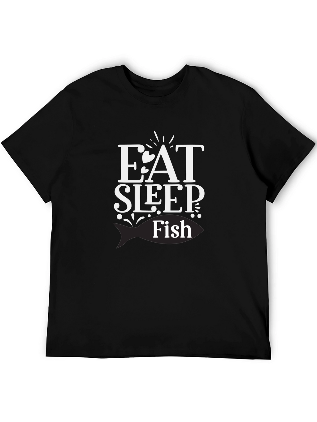 Eat Sleep Fish Black Graphic T-Shirt