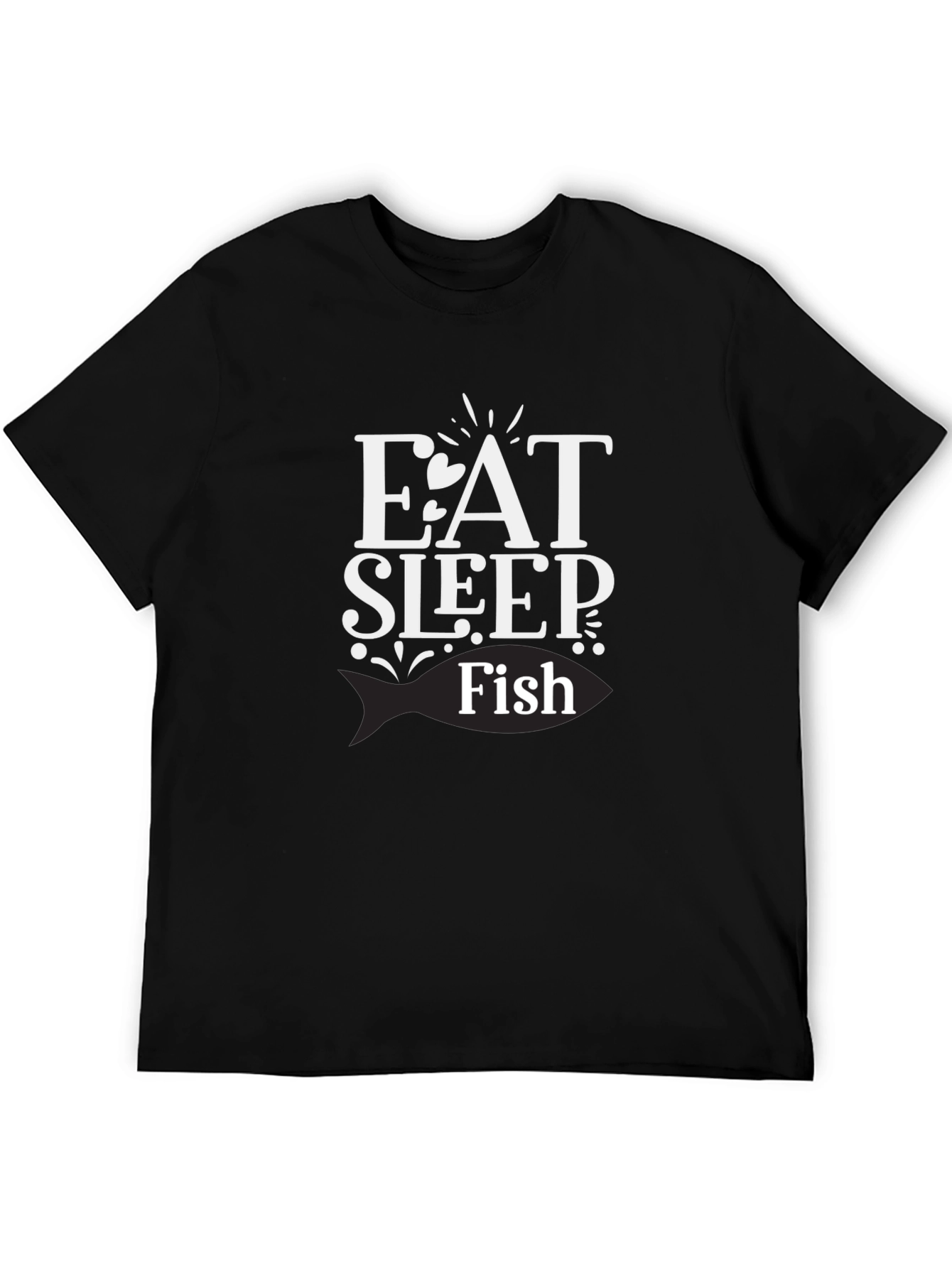 Eat Sleep Fish Black Graphic T-Shirt