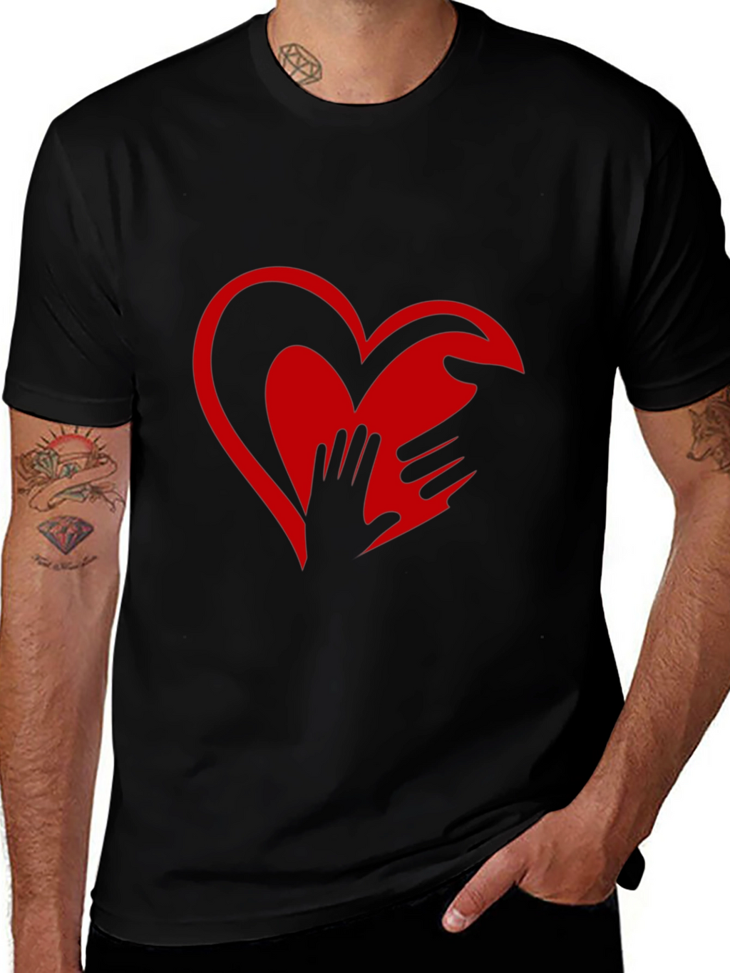 Heart Hands Graphic Tee - Expressive Design