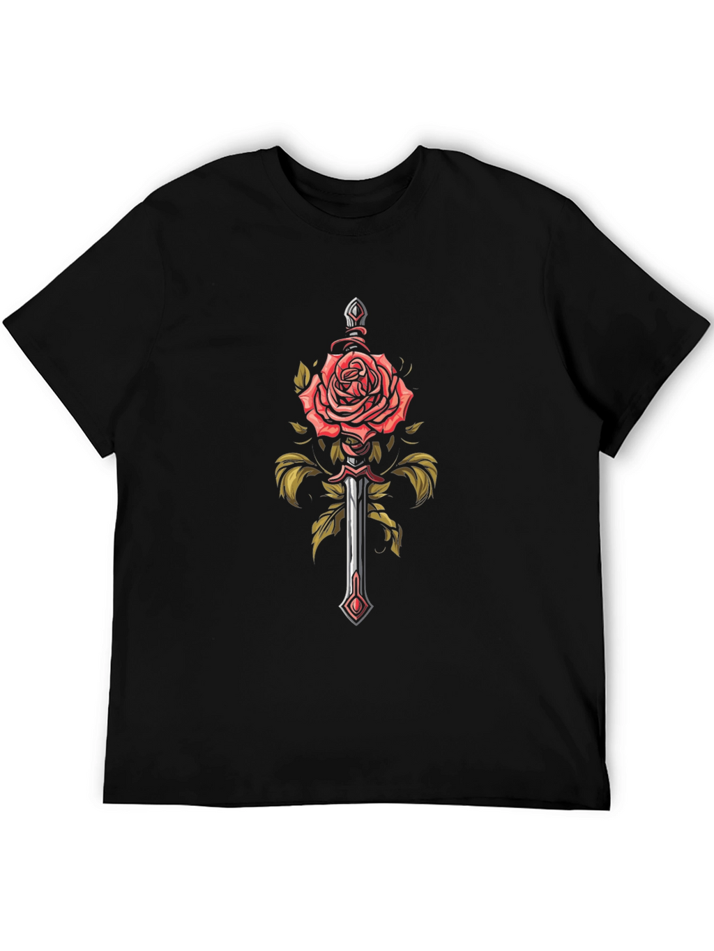Rose & Sword Graphic Tee - Edgy Style