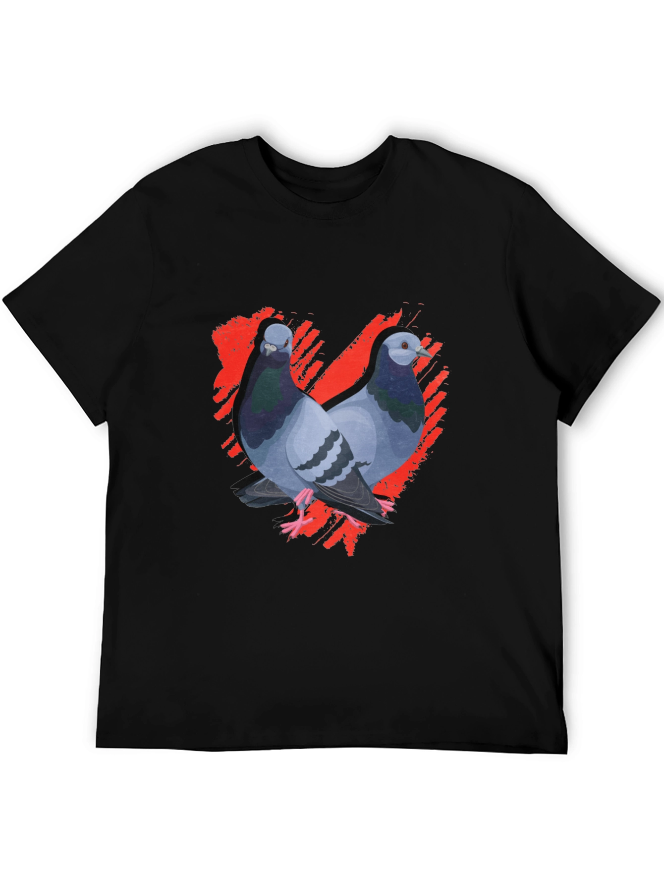 Pigeon Love Graphic Tee - Black Cotton T-Shirt