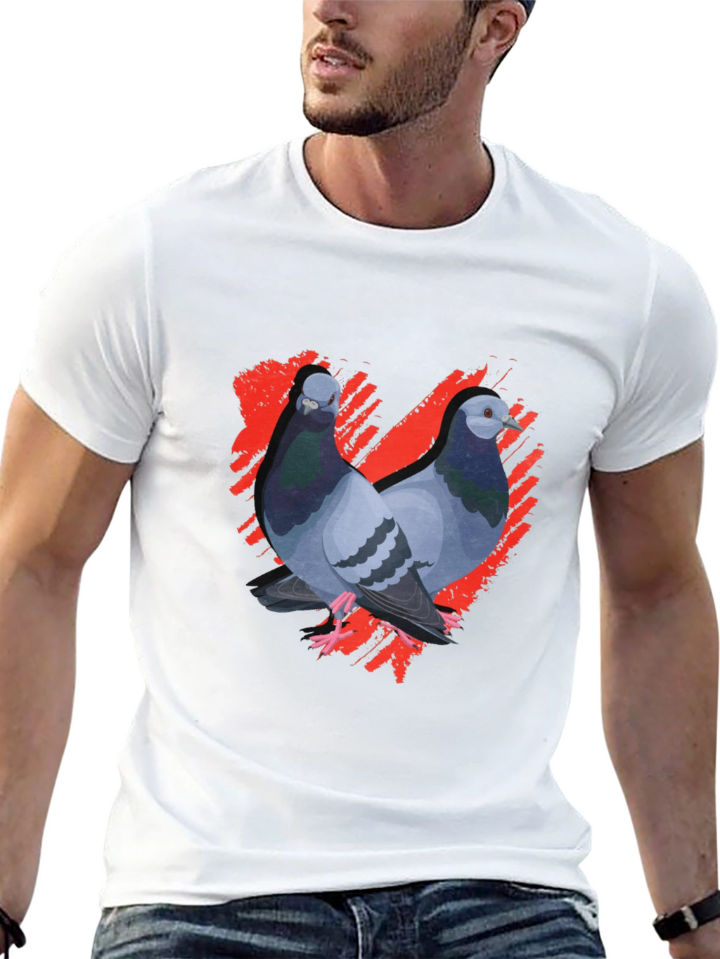 Pigeon Love Graphic Tee - Black Cotton T-Shirt