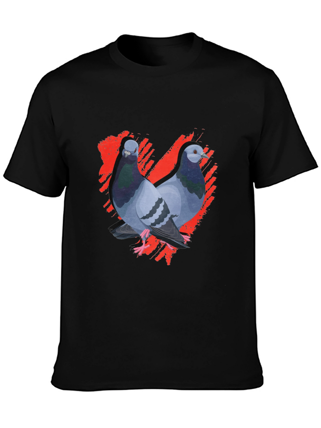 Pigeon Love Graphic Tee - Black Cotton T-Shirt